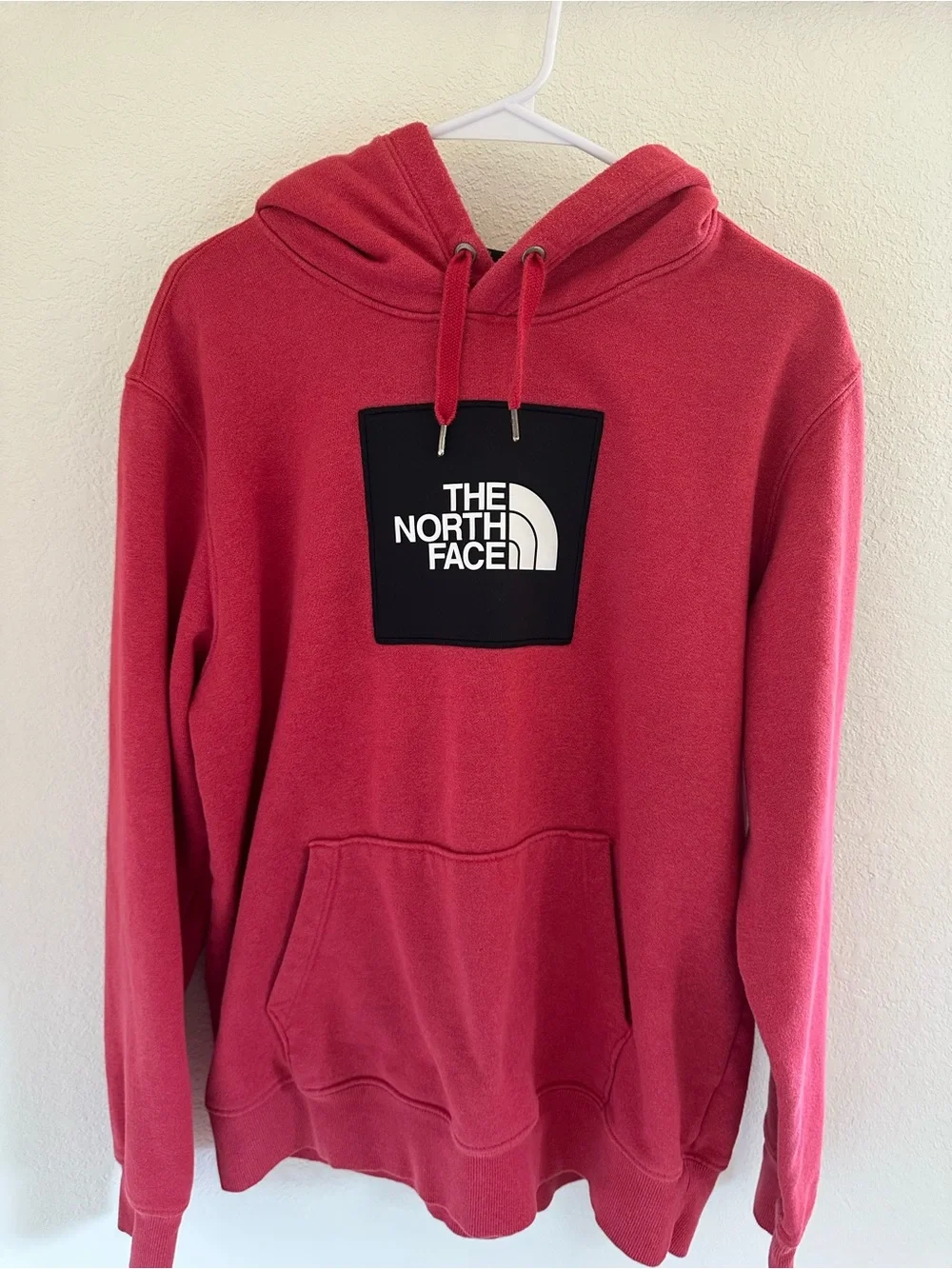 The North Face Men's Red Crewneck Hoodie with Logo Patch